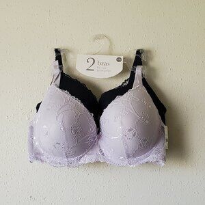 NWT 2pk Wired Bra Set 44D Pure Beauty Light Lavender/Navy